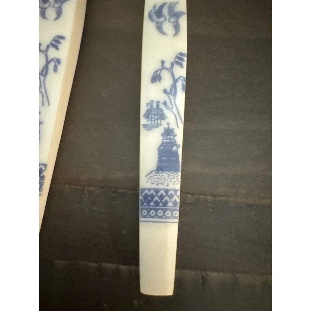 UNF2093 Vintage‎ Ice Tea Spoon Blue White Asian Theme Stainless Japan-3